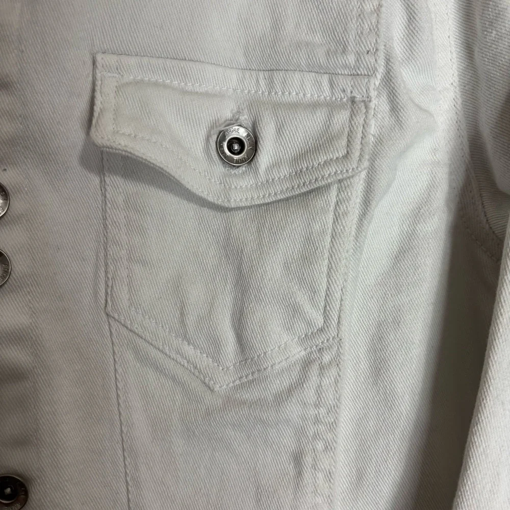 Anne Klein White Jean Jacket Cropped Classic - Picture 4 of 6